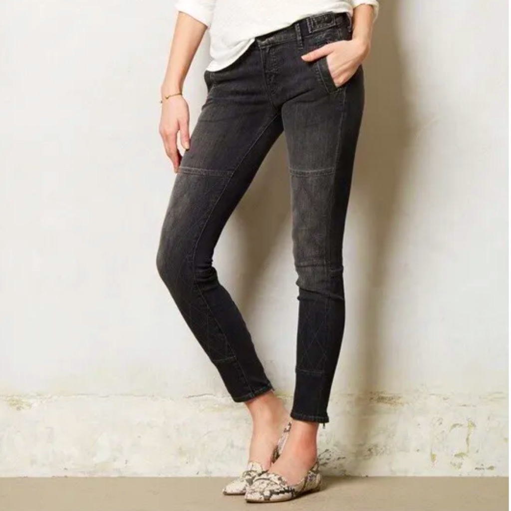 Mother Denim “Speedster” Black Moto Zipper Jean